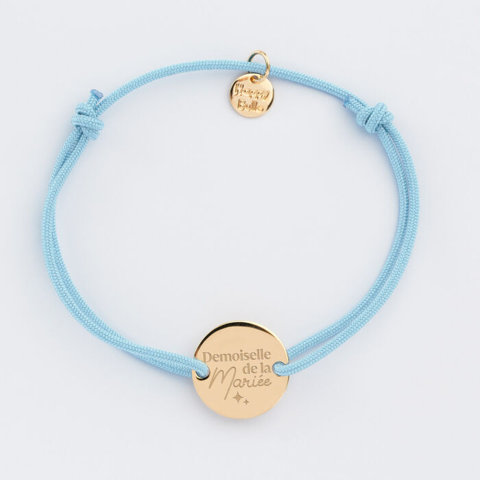Bracelet personnalisé médaille gravée plaqué or 2 trous 15mm - EVJF - Demoiselle de la mariée