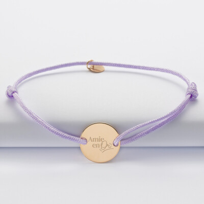 Bracelet personnalisé médaille gravée plaqué or 2 trous 15mm - EVJF - Amie en or