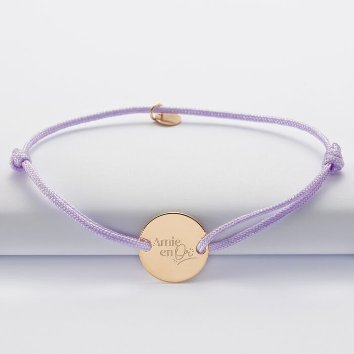 Bracelet personnalisé médaille gravée plaqué or 2 trous 15mm - EVJF - Amie en or