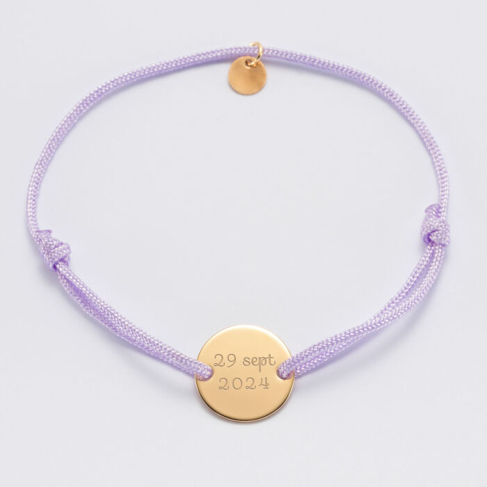 Bracelet personnalisé médaille gravée plaqué or 2 trous 15mm - EVJF - Date