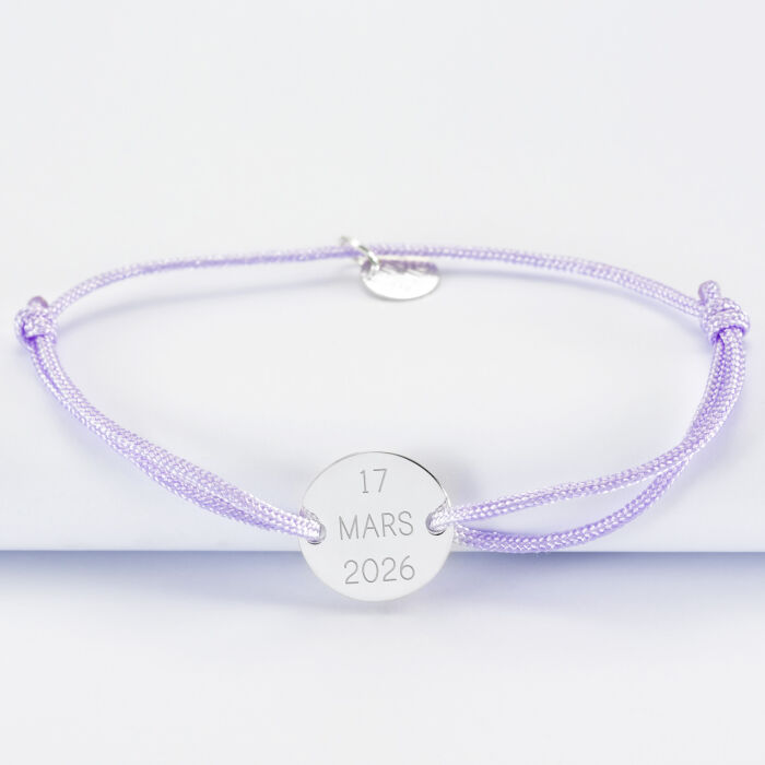 Bracelet personnalisé médaille gravée argent 2 trous 15mm - EVJF - Date