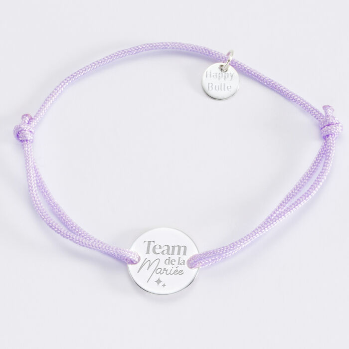 Bracelet personnalisé médaille gravée argent 2 trous 15mm - EVJF - Team de la mariée