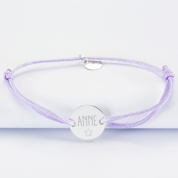 Bracelet personnalisé médaille gravée argent 2 trous 15mm - EVJF - Prénom et picto