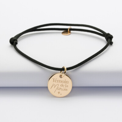 Bracelet personnalisé médaille gravée plaqué or dormeuse 15mm - EVJF - Témoin de la mariée