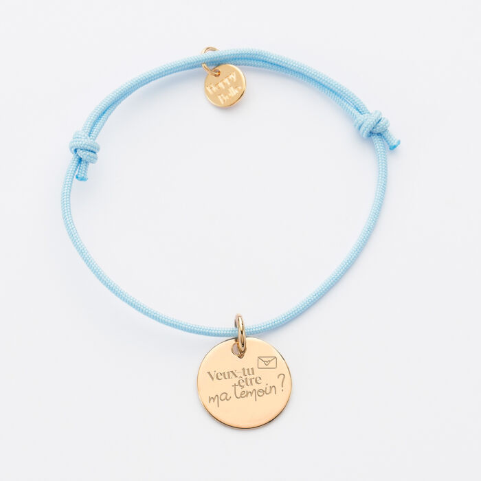 Bracelet personnalisé médaille gravée plaqué or dormeuse 15mm - EVJF - Veux tu être ma témoin
