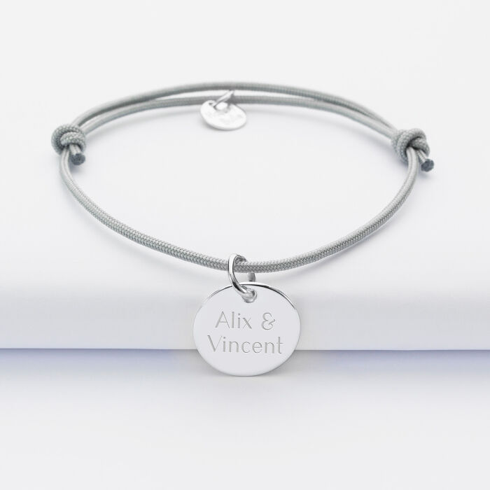 Bracelet personnalisé médaille gravée argent dormeuse 15mm - EVJF - Prénoms