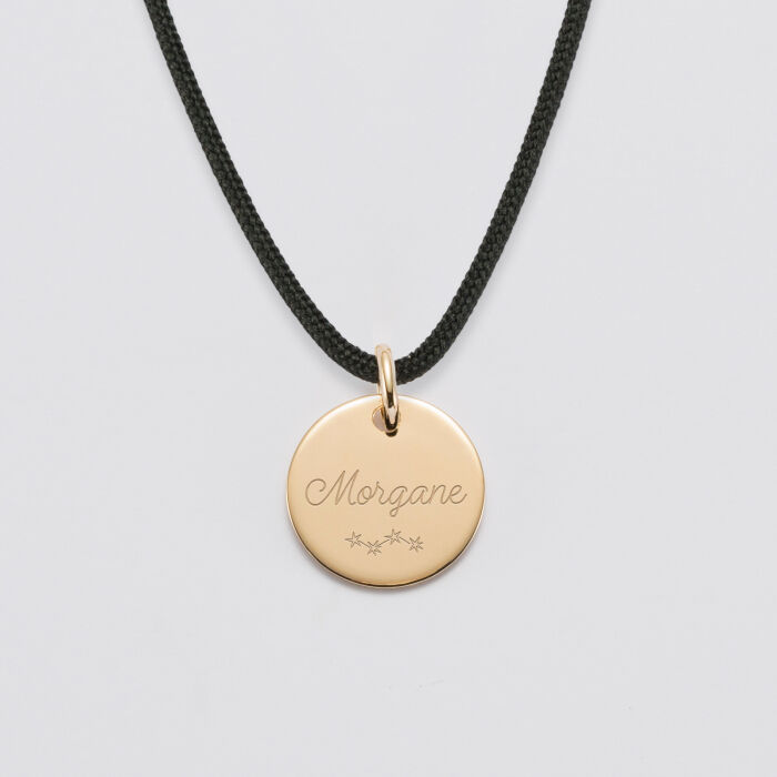 Pendentif personnalisé médaille gravée plaqué or 15 mm - EVJF - Prénom