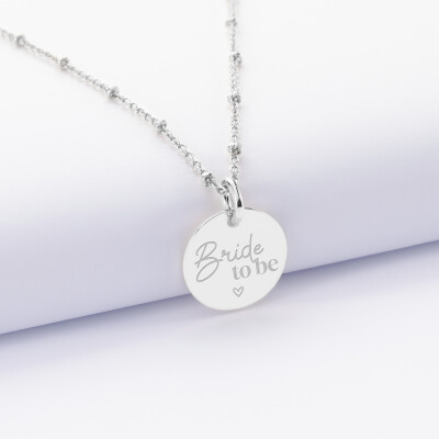 Pendentif personnalisé médaille gravée argent 15 mm - EVJF - Bride to be