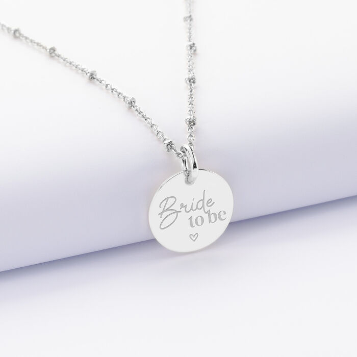 Pendentif personnalisé médaille gravée argent 15 mm - EVJF - Bride to be
