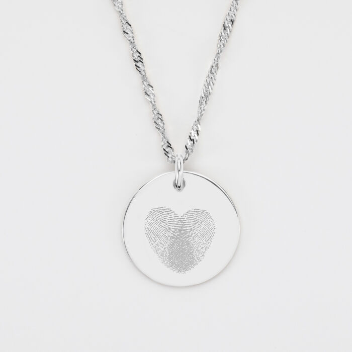 Pendentif personnalisé médaille gravée argent 19 mm - EVJF - Empreintes