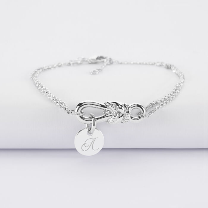 Bracelet chaîne personnalisé "Le lien" argent et médaille gravée 10 mm - HappyBulle x Lilylovesfashion - A