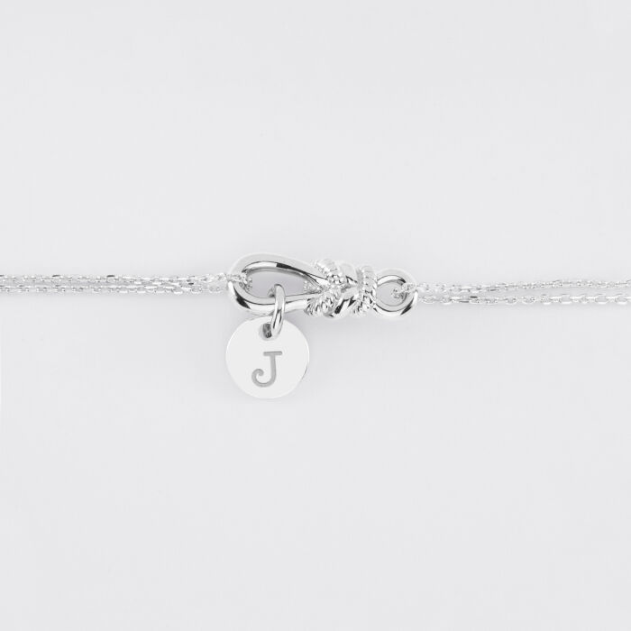 Bracelet chaîne personnalisé "Le lien" argent et médaille gravée 10 mm - HappyBulle x Lilylovesfashion - J