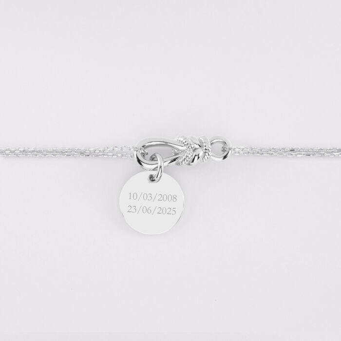 Bracelet chaîne personnalisé "Le lien" argent et médaille gravée 15 mm - HappyBulle x Lilylovesfashion - texte