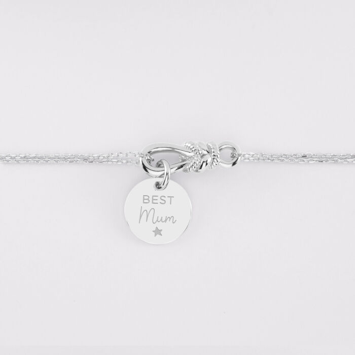Bracelet chaîne personnalisé "Le lien" argent et médaille gravée 15 mm - HappyBulle x Lilylovesfashion - illustration best mum