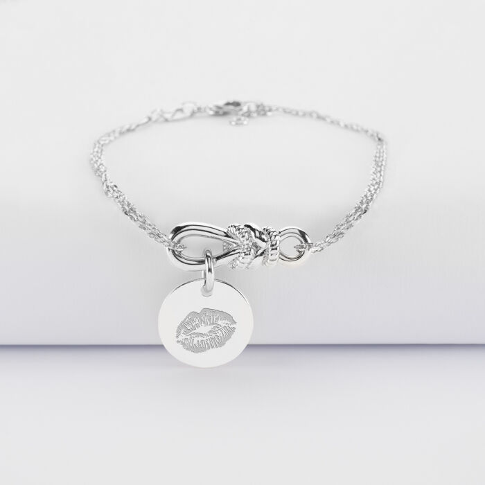 Bracelet chaîne personnalisé "Le lien" argent et médaille gravée 15 mm - HappyBulle x Lilylovesfashion - empreinte