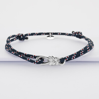 Bracelet homme cordage marin simple "Le lien" argent 23,5x8 mm - HappyBulle x Lilylovesfashion - vue de face