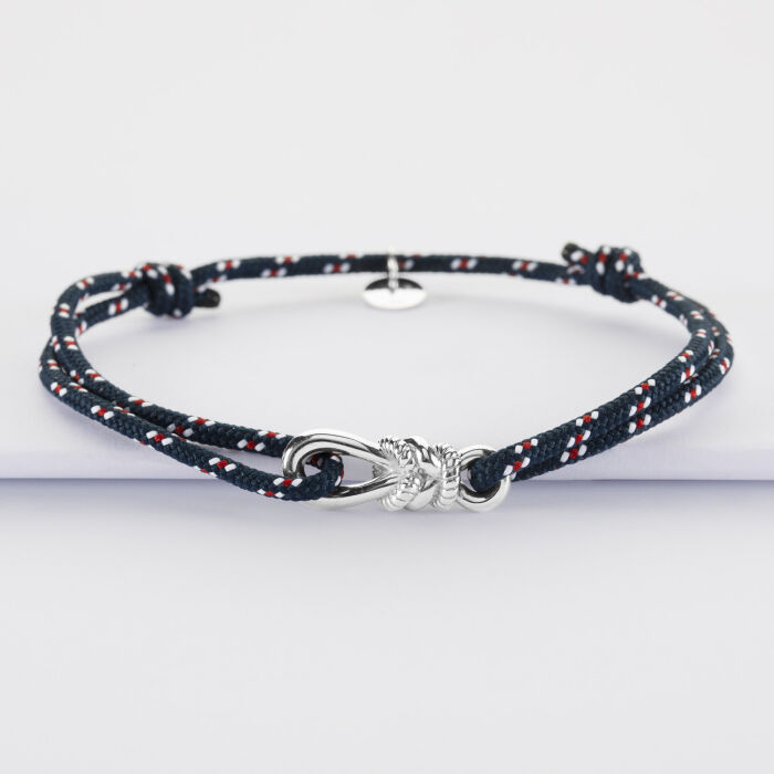 Bracelet homme cordage marin simple "Le lien" argent 23,5x8 mm - HappyBulle x Lilylovesfashion - vue de face