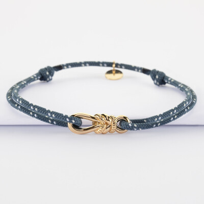 Bracelet homme cordage marin simple "Le lien" plaqué or 23,5x8 mm - HappyBulle x Lilylovesfashion - vue de face