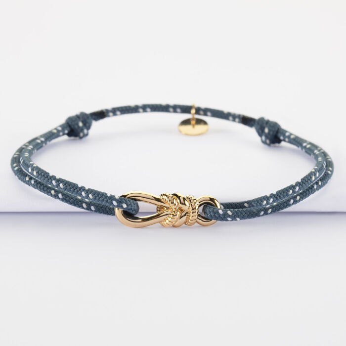 Bracelet homme cordage marin simple "Le lien" plaqué or 23,5x8 mm - HappyBulle x Lilylovesfashion - vue de face