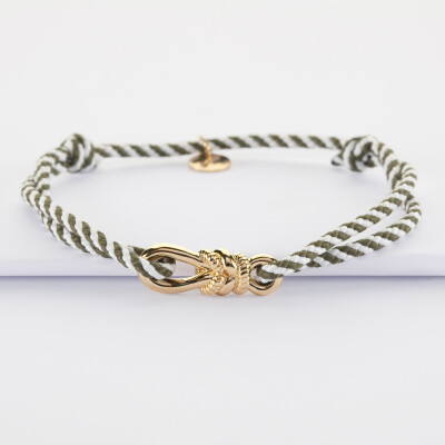 Bracelet homme cordon marin tressé "Le lien" plaqué or 23,5x8 mm - HappyBulle x Lilylovesfashion - vue de face