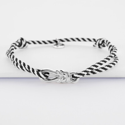 Bracelet homme cordon marin tressé "Le lien" argent 23,5x8 mm - HappyBulle x Lilylovesfashion - vue de face