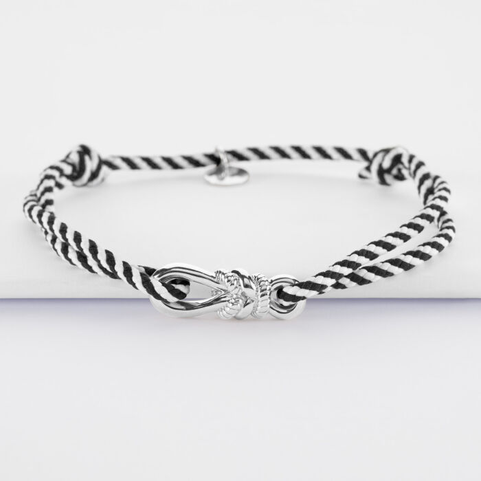 Bracelet homme cordon marin tressé "Le lien" argent 23,5x8 mm - HappyBulle x Lilylovesfashion - vue de face