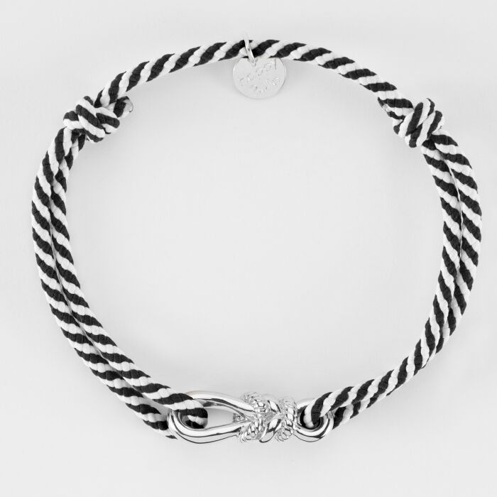 Bracelet homme cordon marin tressé "Le lien" argent 23,5x8 mm - HappyBulle x Lilylovesfashion - vue de haut