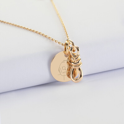 Pendentif personnalisé plaqué or "Le lien" 17 x 6 mm et médaille 15 mm - HappyBulle x Lilylovesfashion - dessin