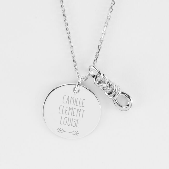 Pendentif personnalisé argent "Le lien" 23,5 x 8 mm et médaille 19 mm - HappyBulle x Lilylovesfashion - texte picto