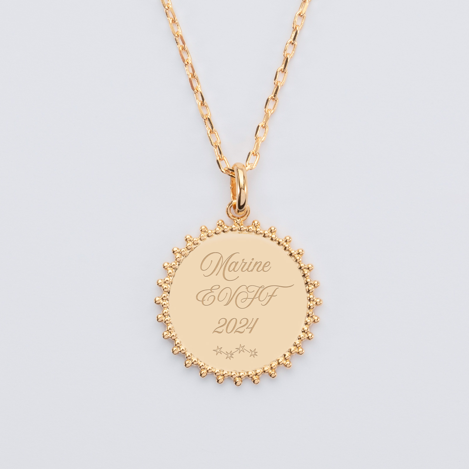 Pendentif Plaqué Or Vierge Daté 1922 – Bijoux Vintage – Occasion