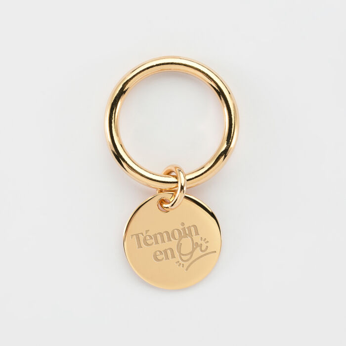 Bague EVJF jonc plaqué or personnalisée médaille gravée 15 mm - Témoin en or