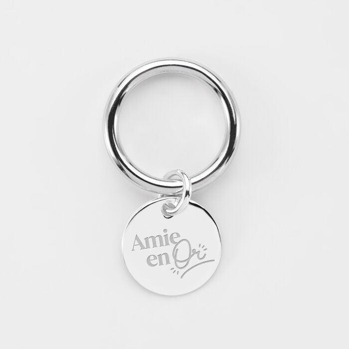 Bague EVJF jonc argent personnalisée médaille gravée 15 mm - Amie en or