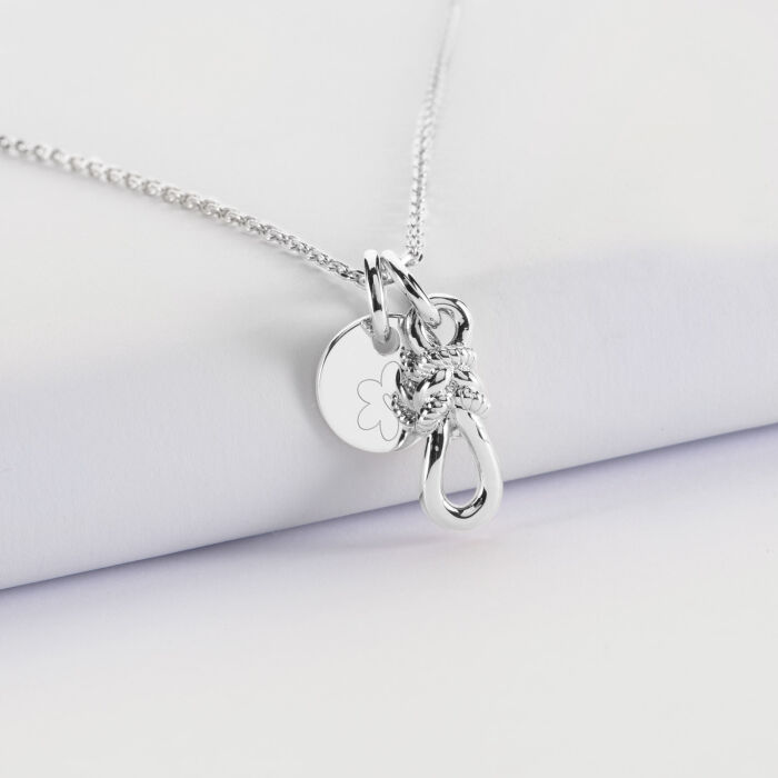 Pendentif enfant argent "Le lien" 17x6 mm et médaille 10 mm - HappyBulle x Lilylovesfashion - fleur