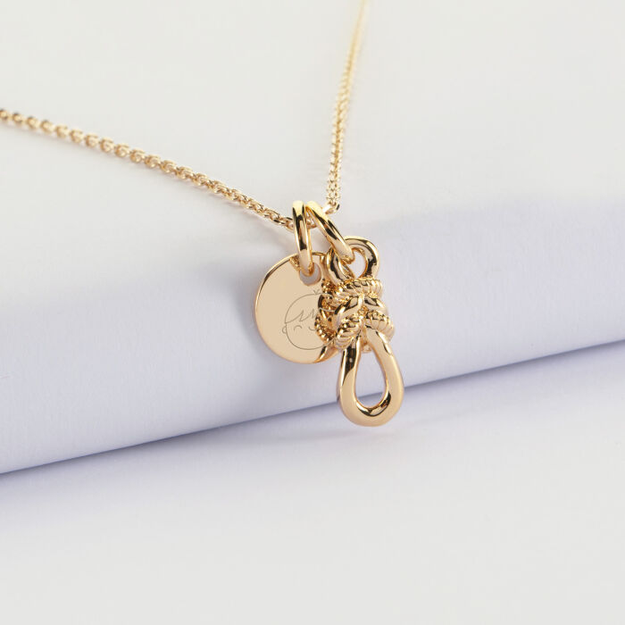 Pendentif enfant plaqué or "Le lien" 17x6 mm et médaille 10 mm - HappyBulle x Lilylovesfashion - picto garçon