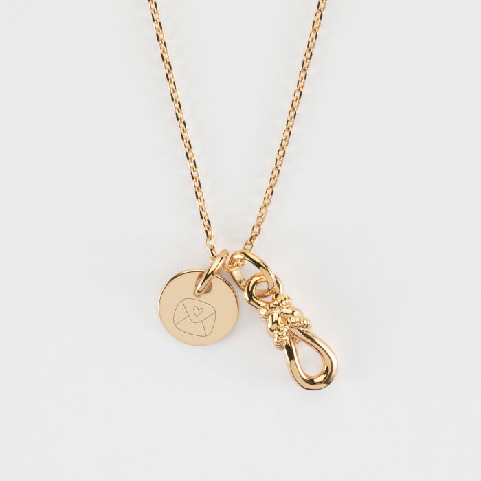 Pendentif enfant plaqué or "Le lien" 17x6 mm et médaille 10 mm - HappyBulle x Lilylovesfashion - picto enveloppe
