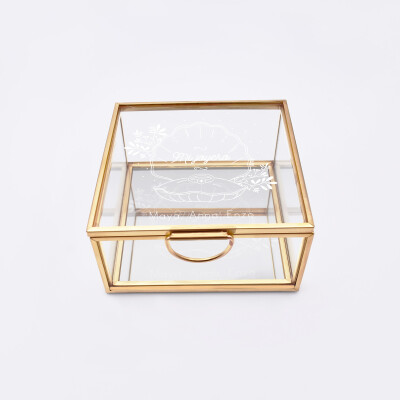 [ES] Boîte à bijoux personnalisée 10x10x5 cm verre gravé - Edition spéciale "Concha de abuela" - Illustration "Mi joyero"