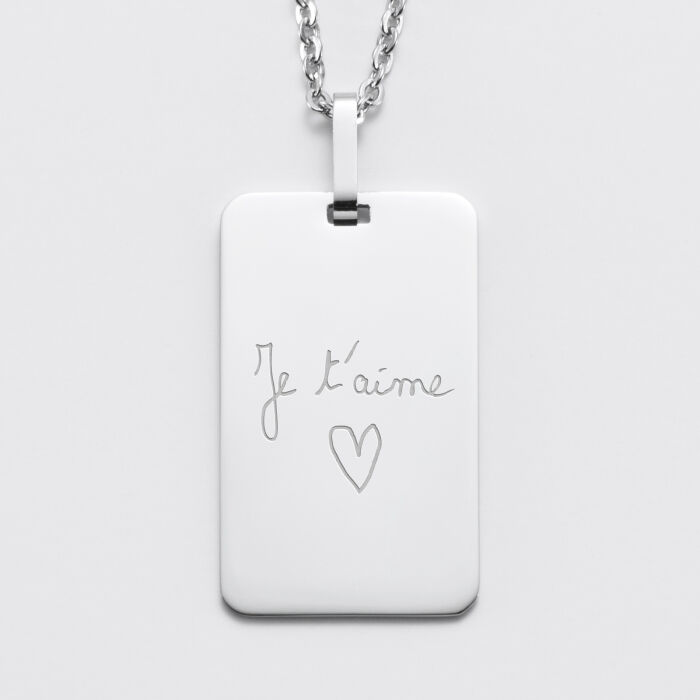 Pendentif personnalisé médaille gravée acier 20x32 mm - EVG - Ecriture