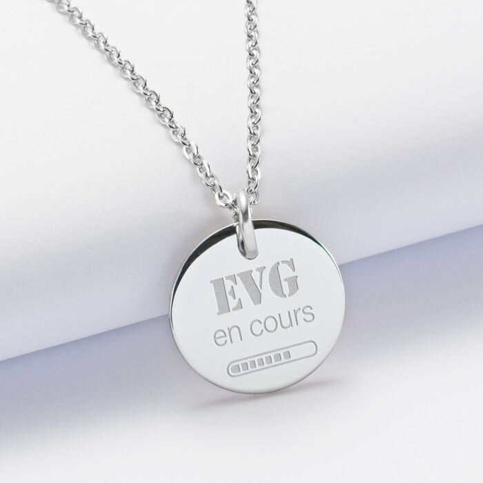Pendentif personnalisé médaille gravée acier 20 mm - EVG - EVG en cours