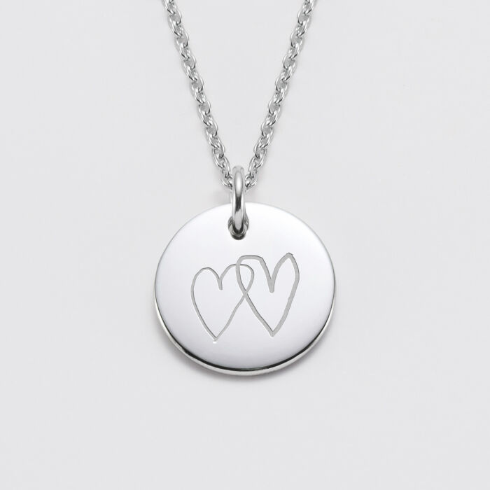 Pendentif personnalisé médaille gravée acier 20 mm - EVG - Dessin