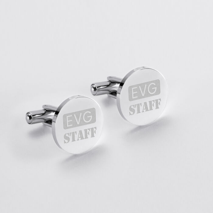 Boutons de manchette personnalisés gravé acier rond 16 mm - EVG - EVG staff