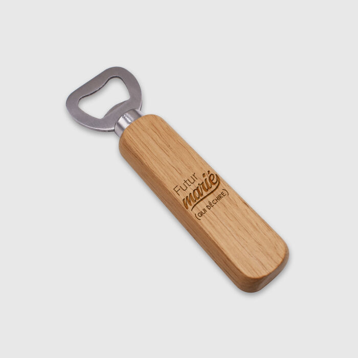 Décapsuleur personnalisé bois bambou - EVG - Futur marié