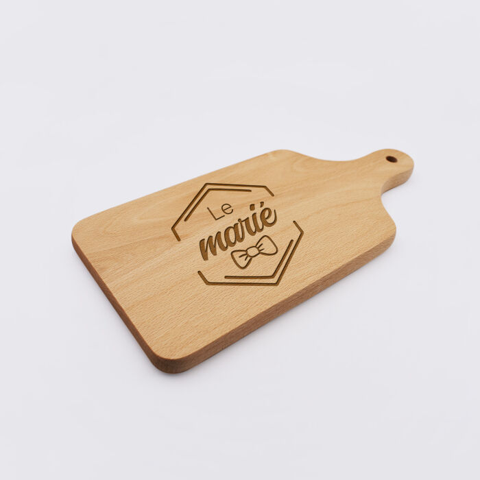 Planche à découper avec poignée personnalisée bois gravé 12x26 cm - EVG - Le marié