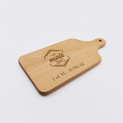 Planche à découper avec poignée personnalisée bois gravé 12x26 cm - EVG - Le marié