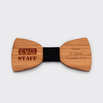 Nœud papillon EVG personnalisé gravé bois classique - EVG staff