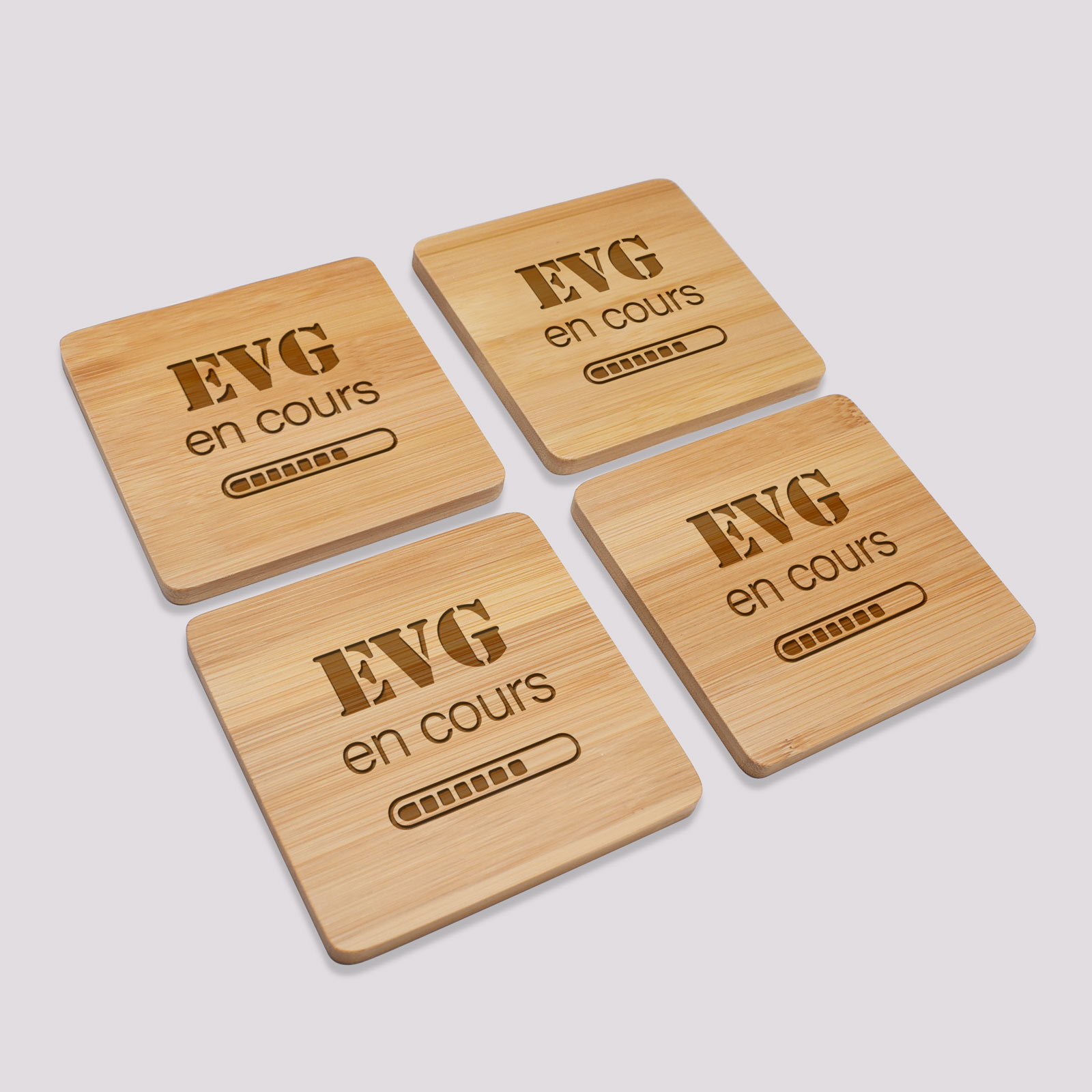 Ensemble de sous-verres en bambou pour gravure