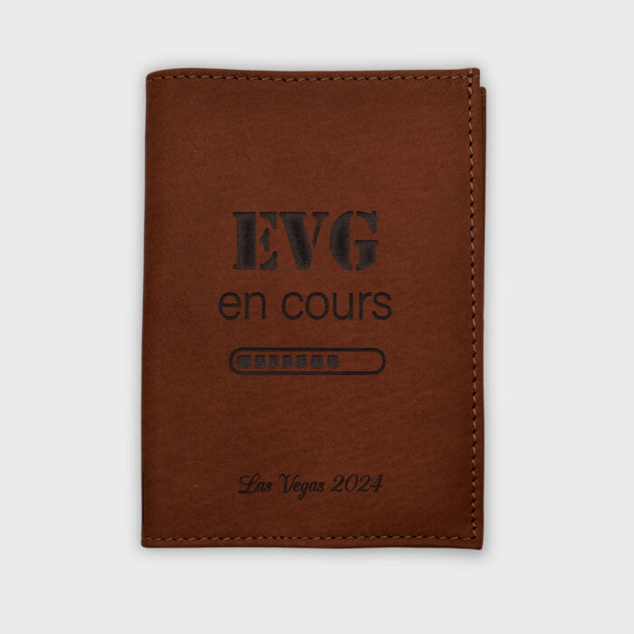Protège passeport personnalisé cuir couleur Fauve - EVG - EVG en cours