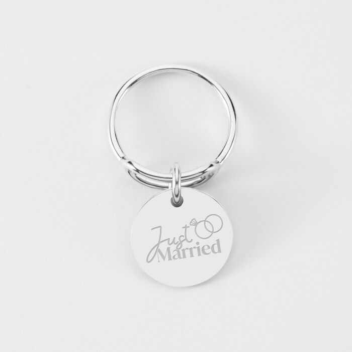 Bague ovale ouverte argent personnalisée médaille gravée 15 mm - Mariée - Just married