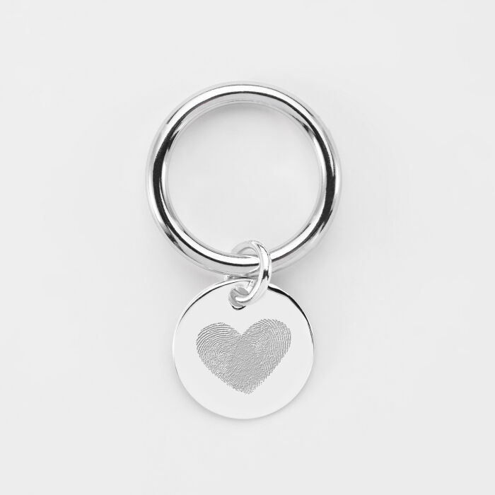 Silver ring and personalised engraved medallion 15mm - imprint