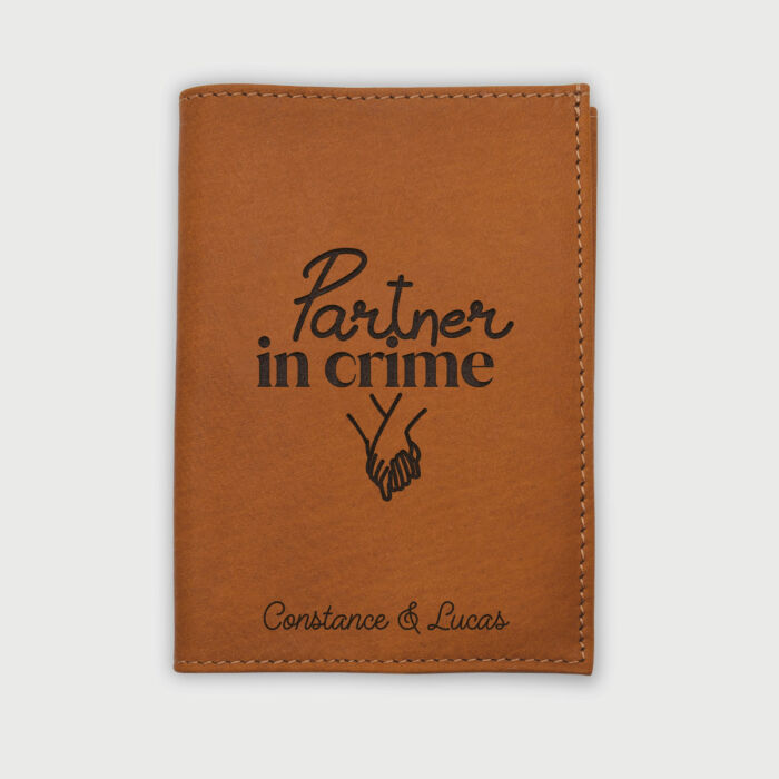 Protège passeport personnalisé cuir couleur Caramel - Mariée - Partner in crime