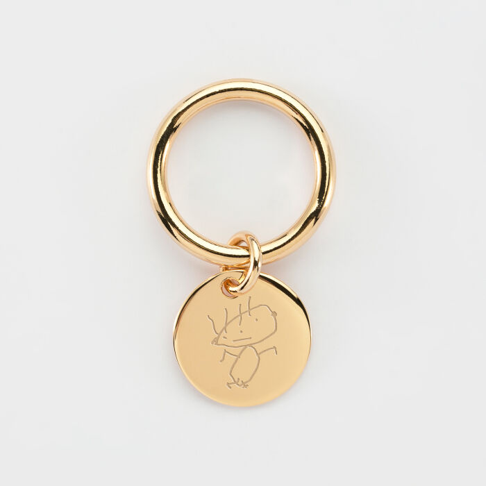 Gold plated ring and personalised engraved medallion 15mm - sketch